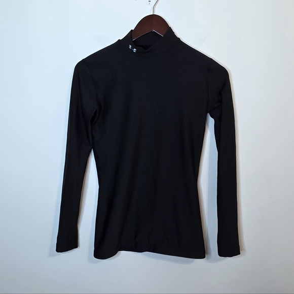 Under Armour Black Fitted Cold Gear Long Sleeve Mock Neck Size Small - Picture 1 of 10